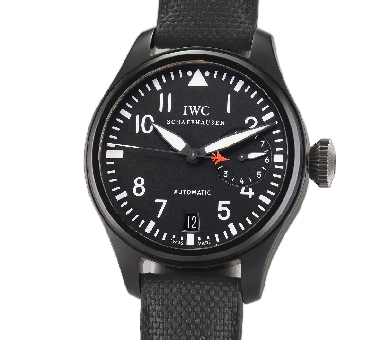 Men's Pilot Watches with Leather Strap-48mm Big Pilot Top Gun Black Ceramic Black Dial 2015