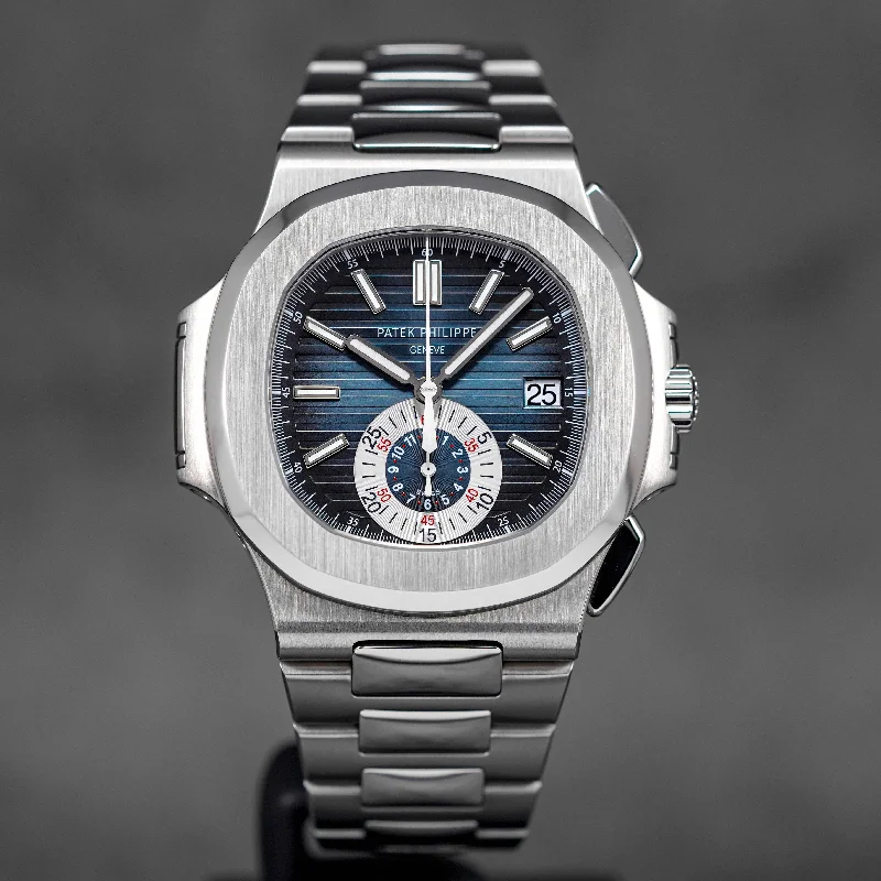 Men's Patek Philippe Watches with Pilot's Watch Design-NAUTILUS 5980/1A-001 BLUE DIAL (2008)