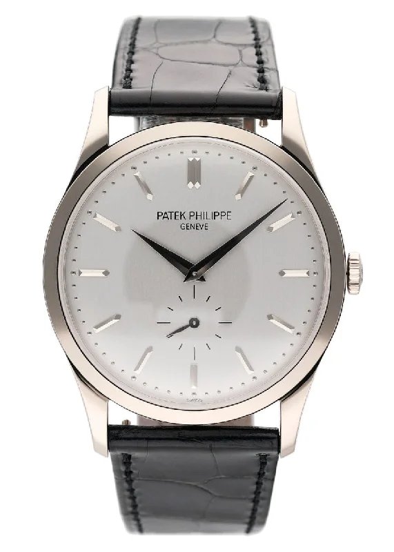 Men's Patek Philippe Watches for Pilots-Patek Philippe Calatrava 5196G 18K White Gold Mens Watch Box Papers