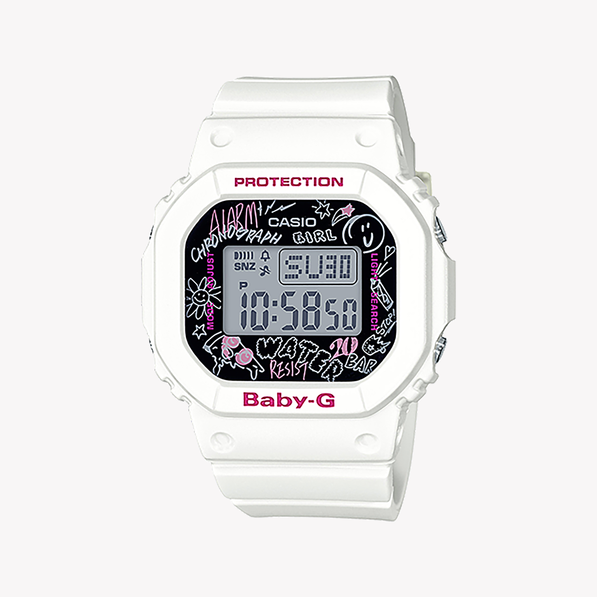 Digital Watches for Men with Heart Rate Monitoring-CASIO BABY-G BGD-560SK-7DR - GRAFFITI VIBRANCE FOR ACTIVE WOMEN