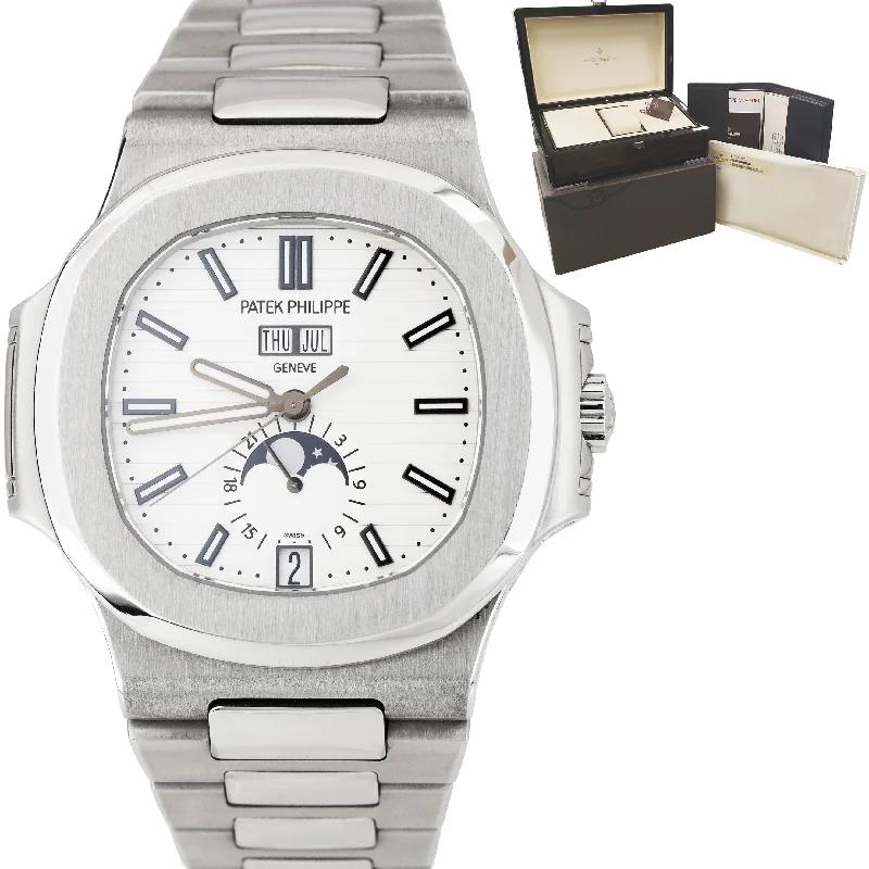 Women's Patek Philippe Spring Style Watches-Patek Philippe NAUTILUS 40.5mm Annual Calendar Moonphase Watch 5726 / 1A-010 B+P