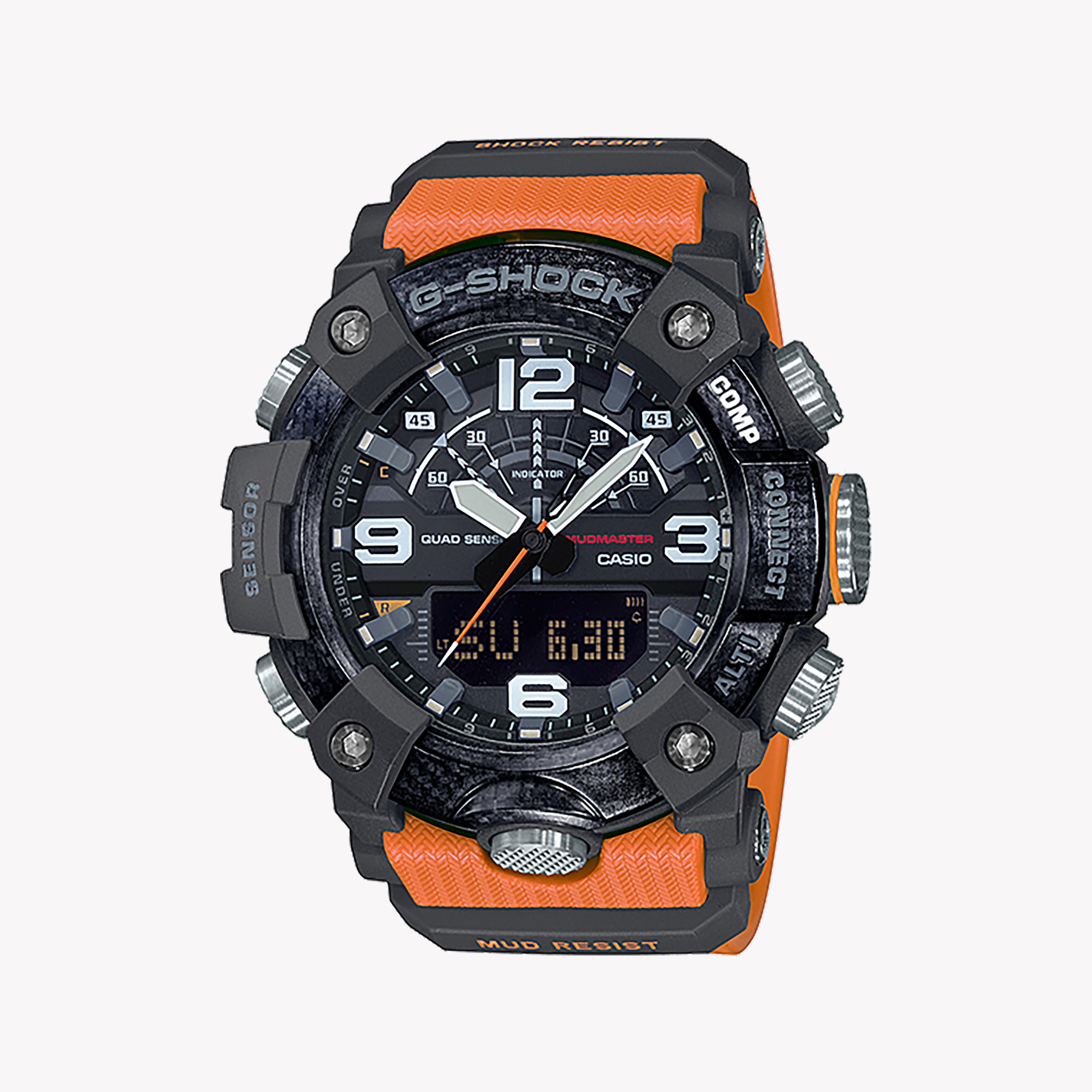 Men's Digital Watches for Mountain Climbing-G-SHOCK Men's Black & Orange Resin Watch, Durable Design | GG-B100-1A9DR