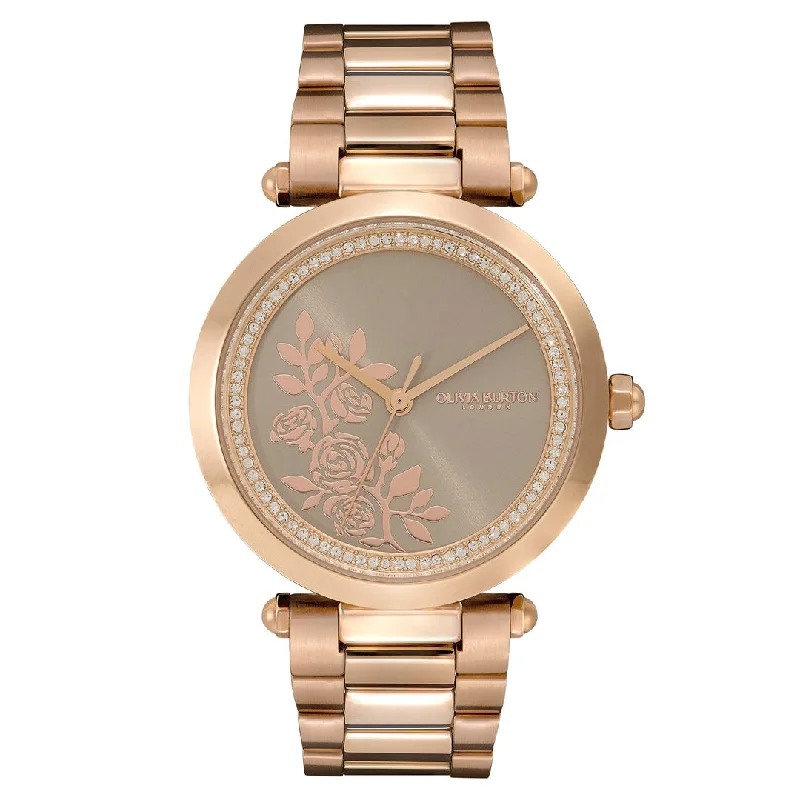 Men's Quartz Watches with Vintage Inspiration-OLIVIA BURTON, T-BAR FLORAL