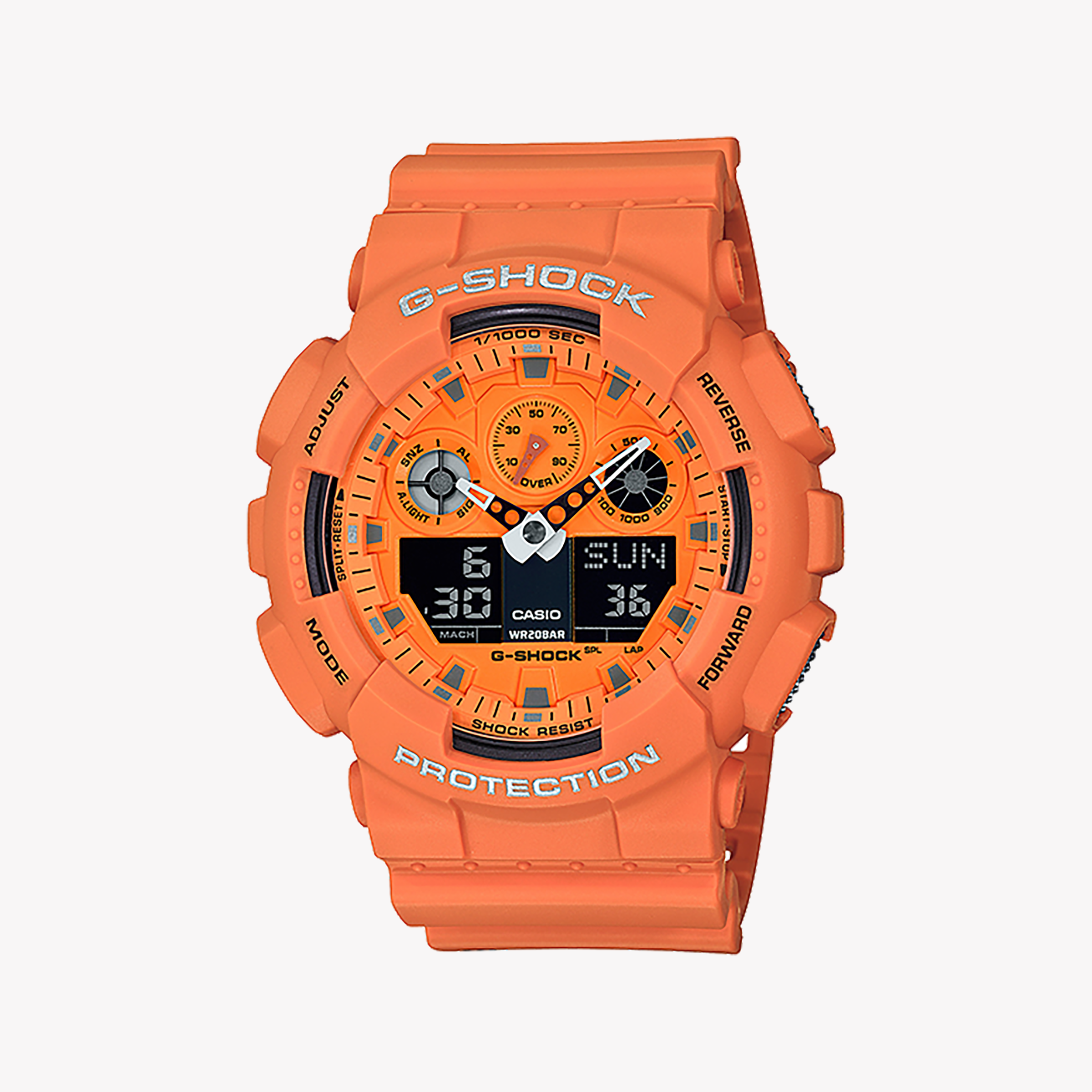 Men's Digital Watches with Aviation Theme-CASIO G-SHOCK GA-100RS-4ADR RUGGED ADVENTURER - VIBRANT ORANGE MEN'S WATCH