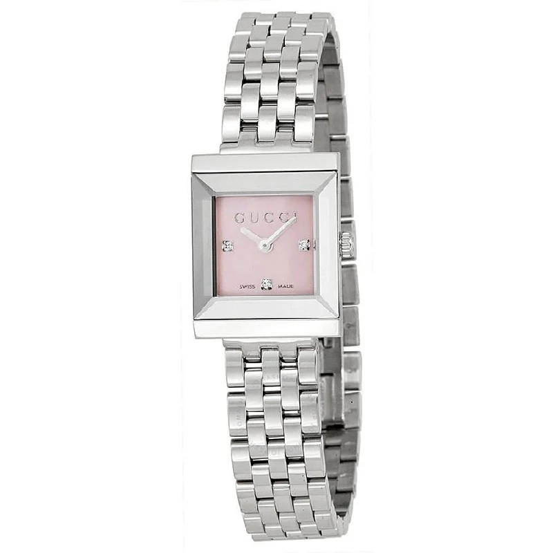 Women's Chronograph Watches for Emergency Signaling-Gucci Women's YA128401 G-Frame Diamond Stainless Steel Watch
