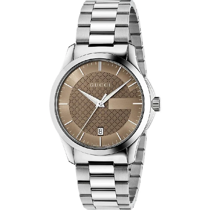 Men's Chronograph Watches with Water Resistance-Gucci Men's YA126445 G-Timeless Medium Stainless Steel Watch