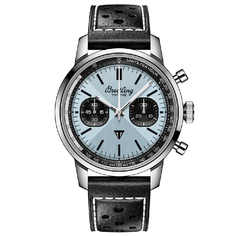 Women's Chronograph Watches with Barometer Calibration-Breitling Top Time B01 Triumph 41mm Blue Dial Automatic Chronograph Gents Watch AB01764A1C1X1