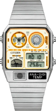Women's Pilot Watches with Altimeter Calibration-Citizen Retro Analog-Digital X Star Wars Record Label ANA-DIGI Temp JDM Limited Edition Droid "BB-8" JG2111-58A