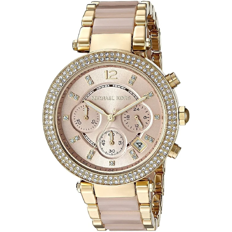 Women's Chronograph Watches with Altimeter Calibration-Michael Kors Women's MK6326 Parker Chronograph Crystal Two-Tone Stainless steel and Acetate Watch