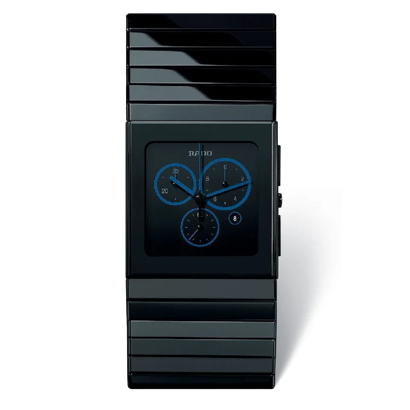 Men's Chronograph Watches with Laser Engraving-Rado Men's R21714202 Ceramica Chronograph Black Ceramic Watch