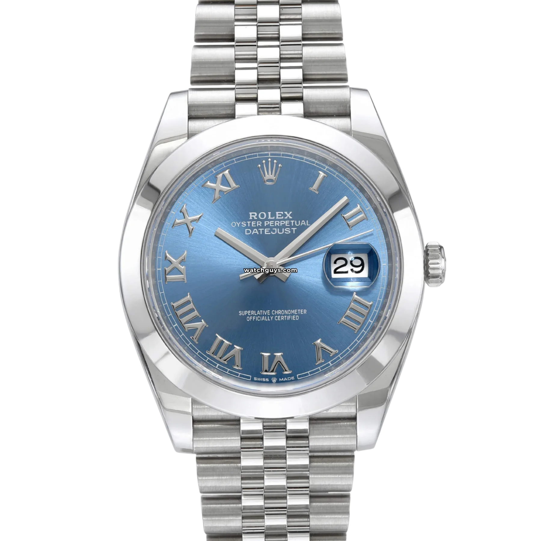 Women's Rolex Christmas Gift Watches-Rolex Datejust 126300 Azzurro Blue Roman Jubilee