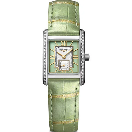 Women's Pilot Watches with Cushion Case Vintage Look-Longines Mini Dolcevita Green Dial Women 29mm