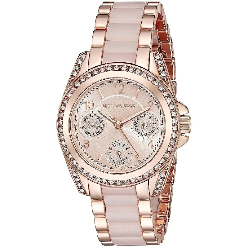 Women's Chronograph Watches with Luxury Materials-Michael Kors Women's MK6175 Mini Blair Multi-Function Crystal Two-Tone Stainless Steel Watch