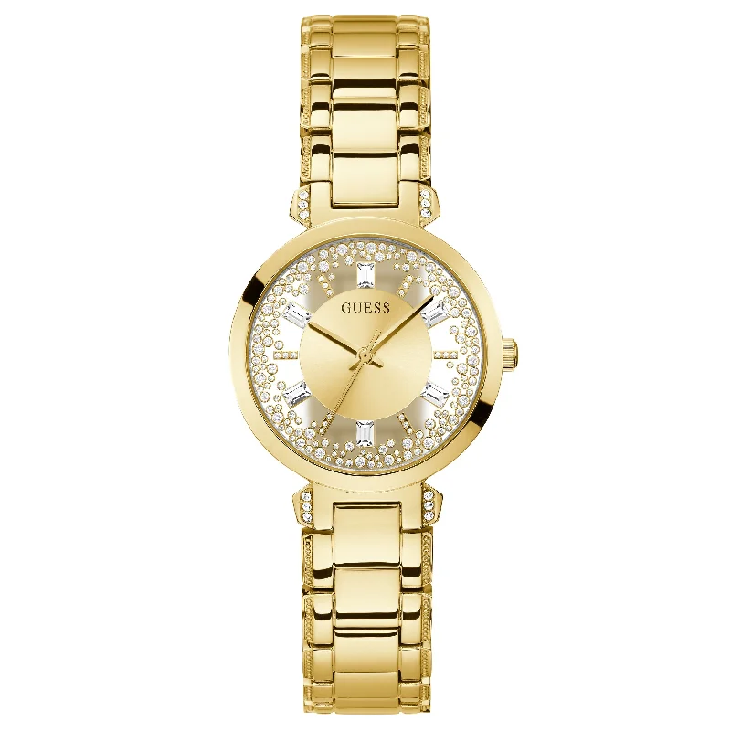 Men's Italian Made Dress Watches for Fashionable Designs-Guess GW0470L2 Ladies Crystal Clear Gold Watch