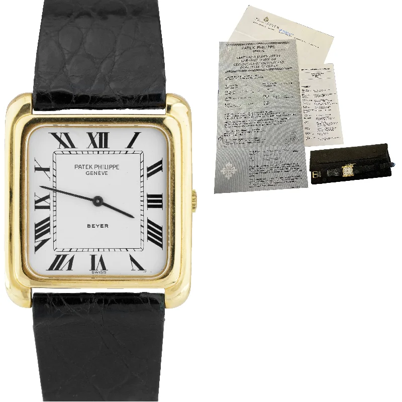 Women's Patek Philippe Valentine's Day Watches-1978 Vintage Patek Philippe BEYER Gondolo 18K Yellow Gold 28mm White 4269 Watch