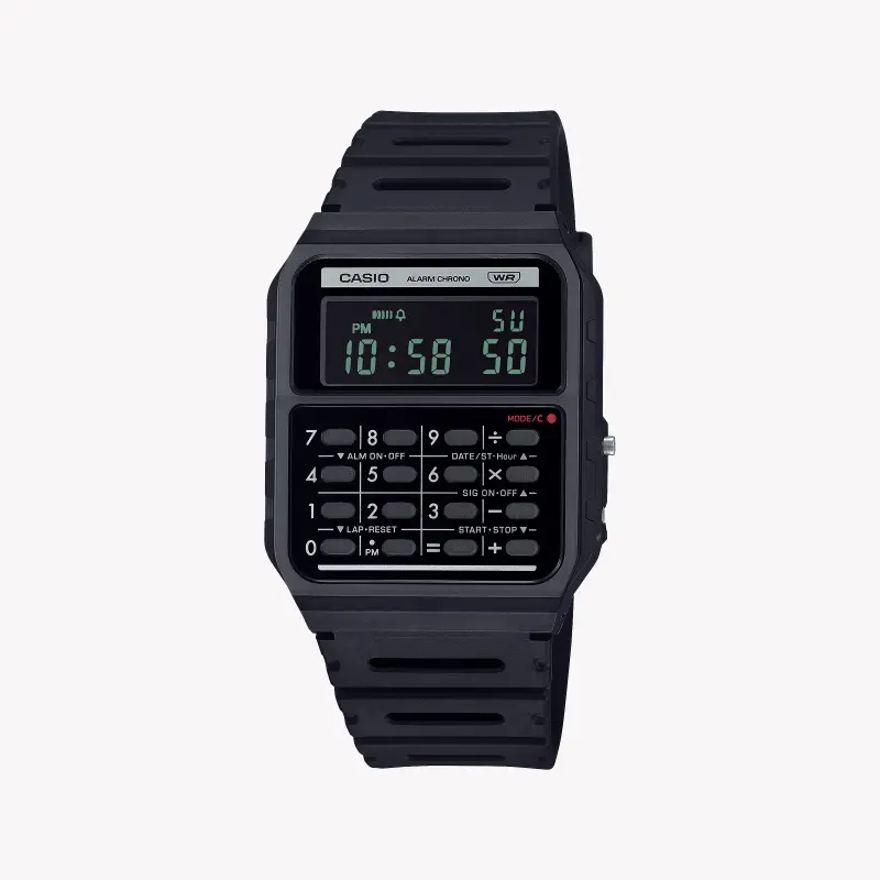 Men's Digital Watches for Birthday Gifts-Casio Unisex Black Rubber Watch, Digital Dial | CA-53WB-1BEF