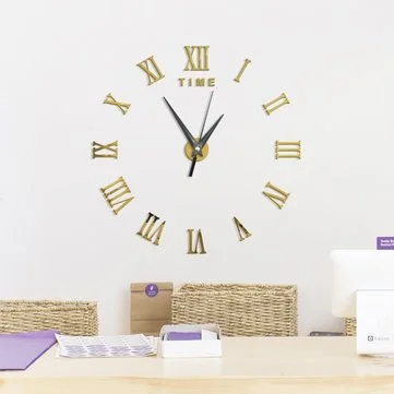 Wall Clocks for Modern Decor-Frameless Large 3D Wall Clock, Roman Numerals, Coffee Brown