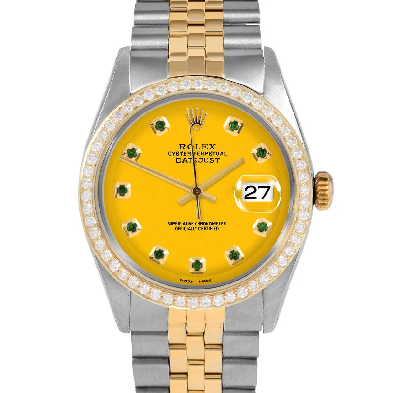 men's Rolex watches with date display -​Rolex Datejust 36mm | 1601-TT-YLW-EMD-AM-BDS-JBL