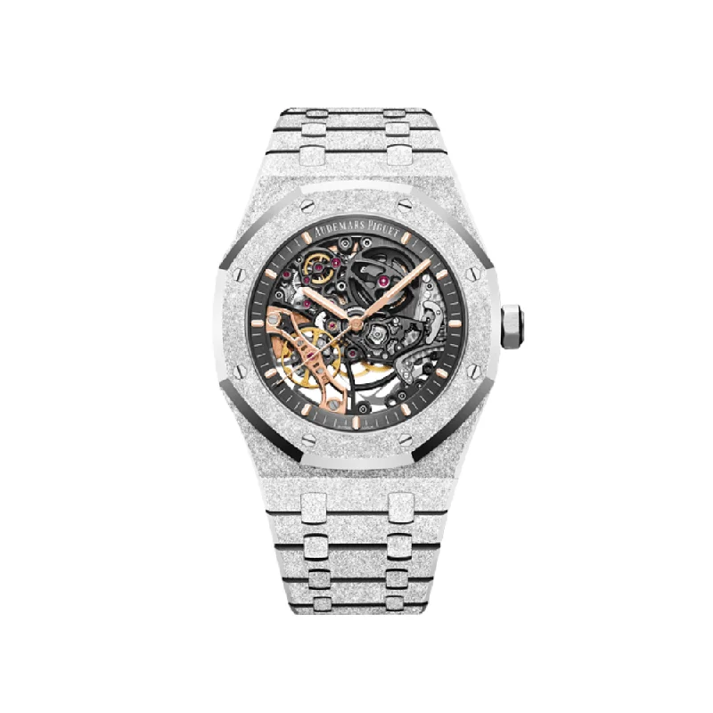 Men's Audemars Piguet Party Wear Watches-Audemars Piguet Royal Oak 15407BC.GG.1224BC.01 Double Balance Wheel Frosted Gold