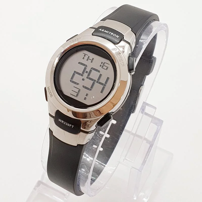 Women's Pilot Watches for Navigation Instruments-Vintage Armitron Digital Chronograph Watch | Ladies Black Sports Watch