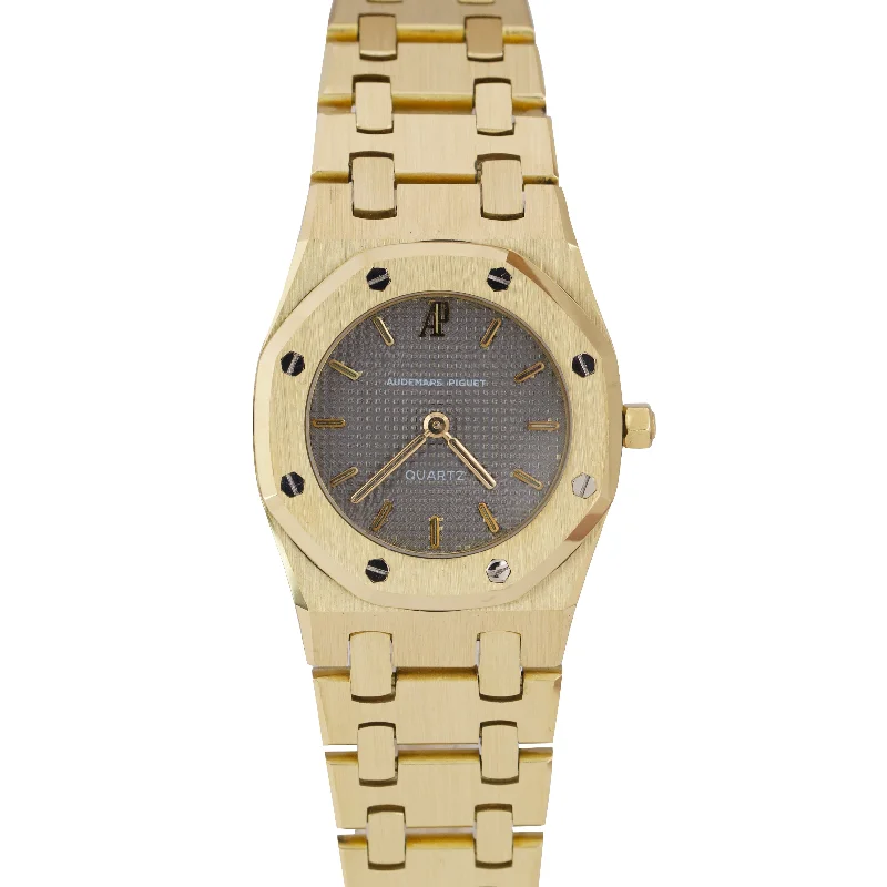 Women's Audemars Piguet Rectangular Case Watches-Ladies Audemars Piguet Royal Oak 6007BA Gray 18K Yellow Gold 26mm Quartz Watch