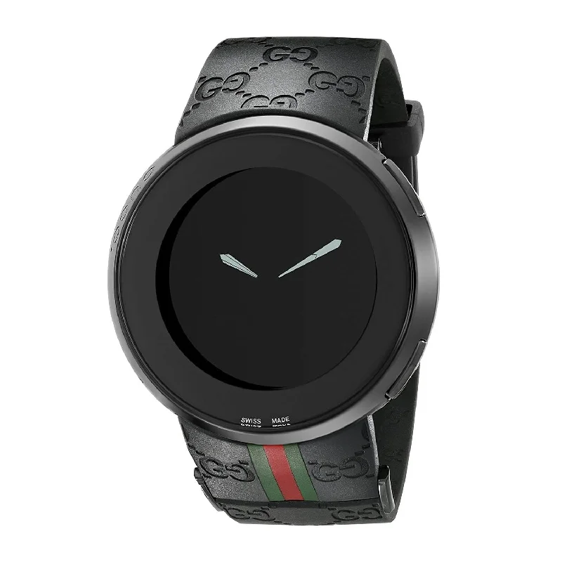 Men's Chronograph Watches with Limited Edition-Gucci Men's YA114207 I-Gucci Black Rubber Watch