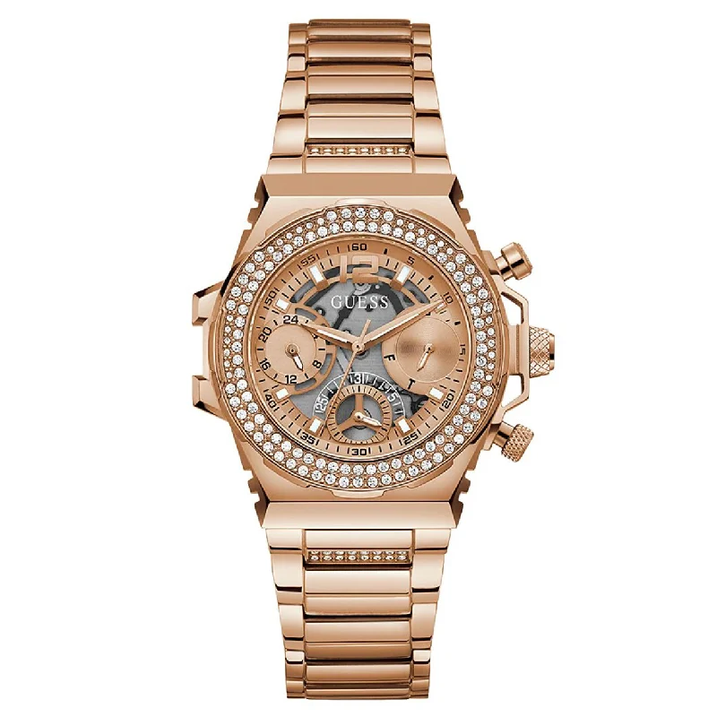 Women's Pilot Watches with Minimalist Style-Guess Fusion Rose Gold Dial Women 34mm