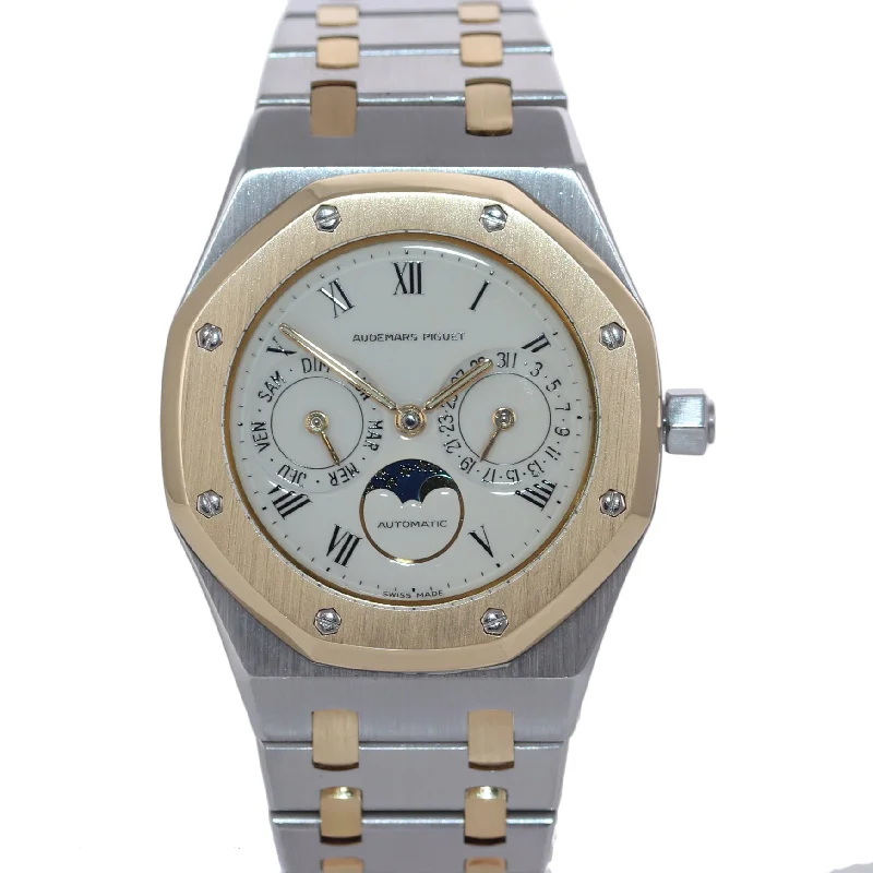 Women's Audemars Piguet Engraved Design Watches-Audemars Piguet Royal Oak Date Moonphase Two Tone Gold 36mm 25594SA Watch