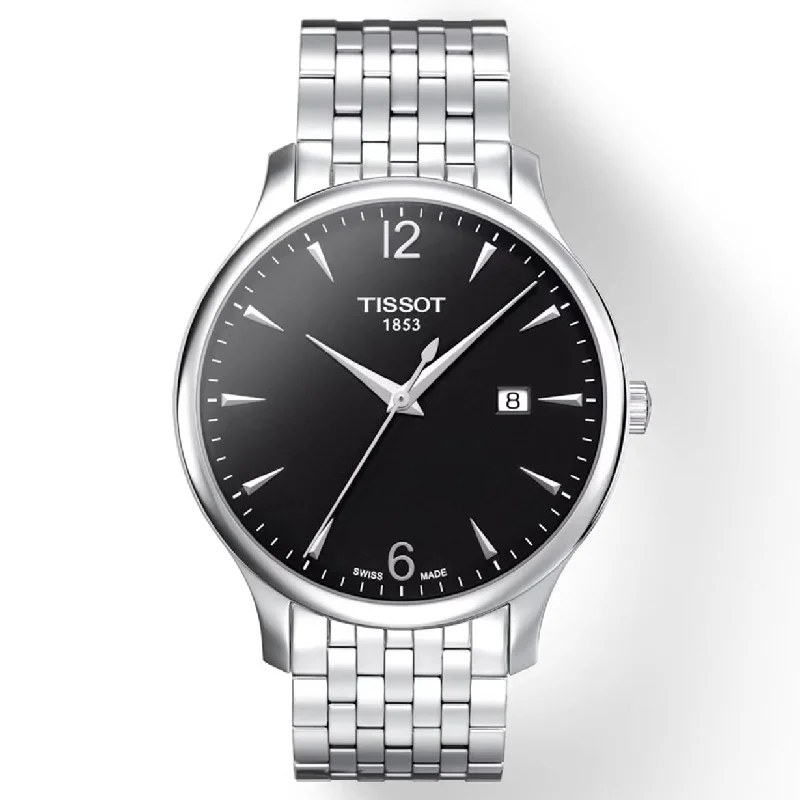 Women's Heritage Watches for Weather Monitoring-Tissot T-Classic Black Dial Men 42mm