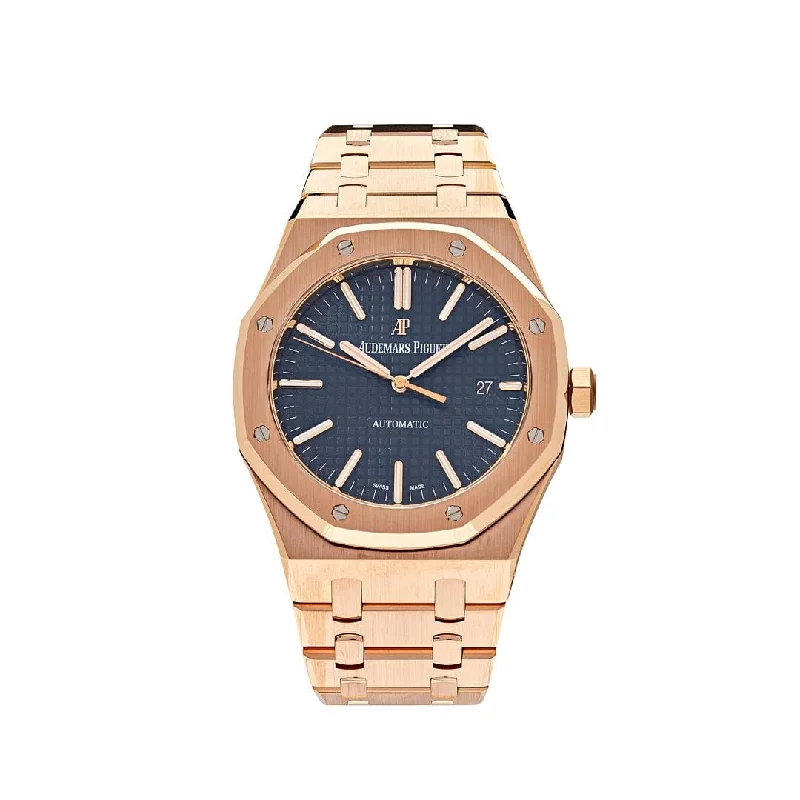 Men's Audemars Piguet Summer Style Watches-Audemars Piguet Royal Oak Selfwinding Rose Gold Blue Dial 15400OR.OO.1220OR.03