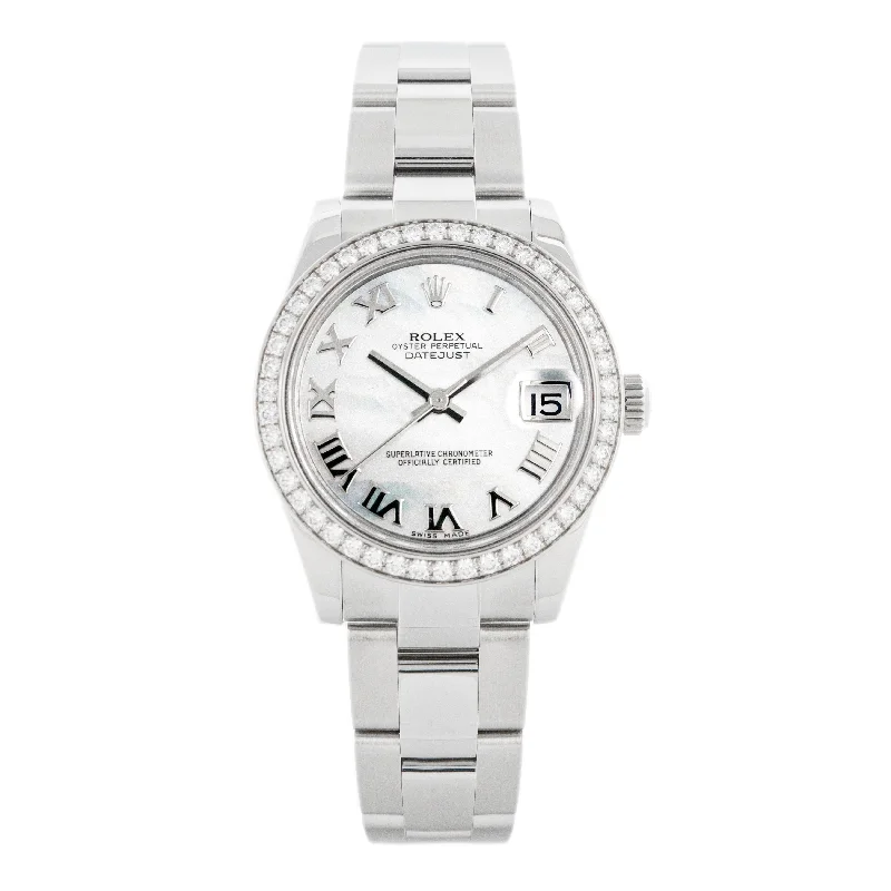 men's Rolex watches with Arabic numerals -​Rolex Datejust 31 Stainless Steel Mother of Pearl Dial 31mm 178384 Full Set