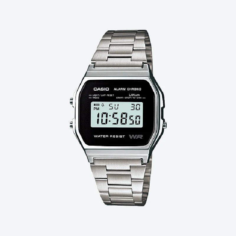 Men's Digital Watches with Aviation Theme-Casio Men's Silver Stainless Steel Watch, Digital | A-158WEA-1EF