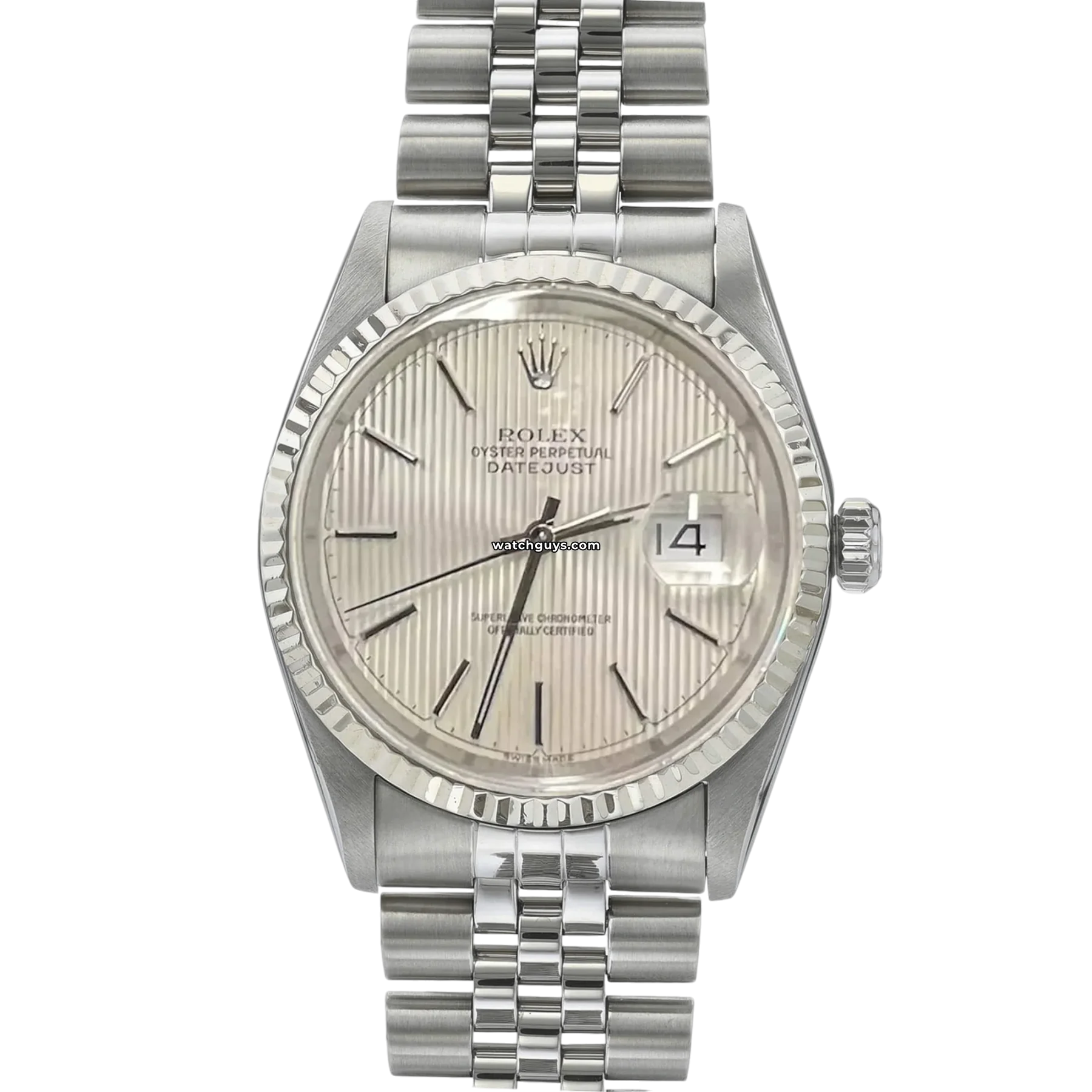 Women's Rolex Spring Watches-Rolex Datejust 16234 Silver Tapestry Dial