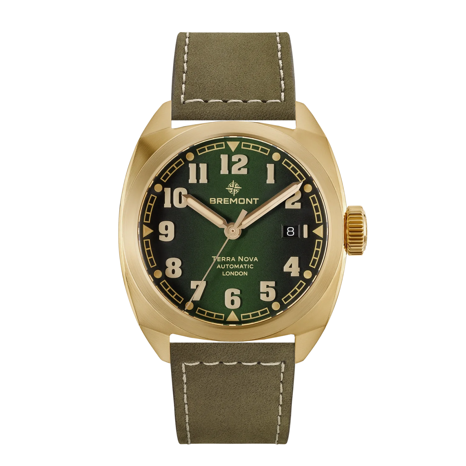 Men's Military Watches for Historical Sites-Terra Nova 40.5 Date Bronze