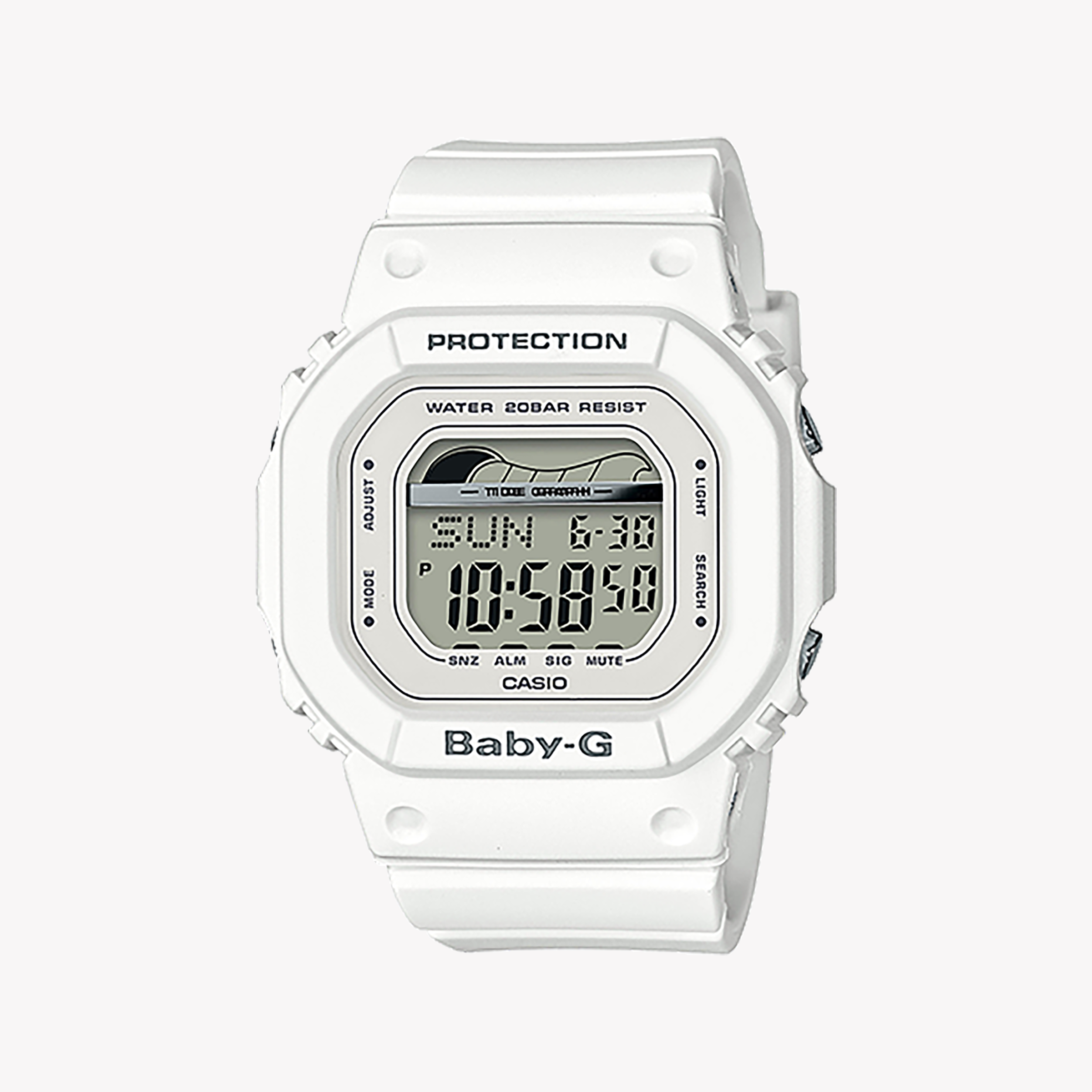 Men's Digital Watches with UV Sensor-BABY-G Women's White Resin Watch, Digital Display | BLX-560-7DR