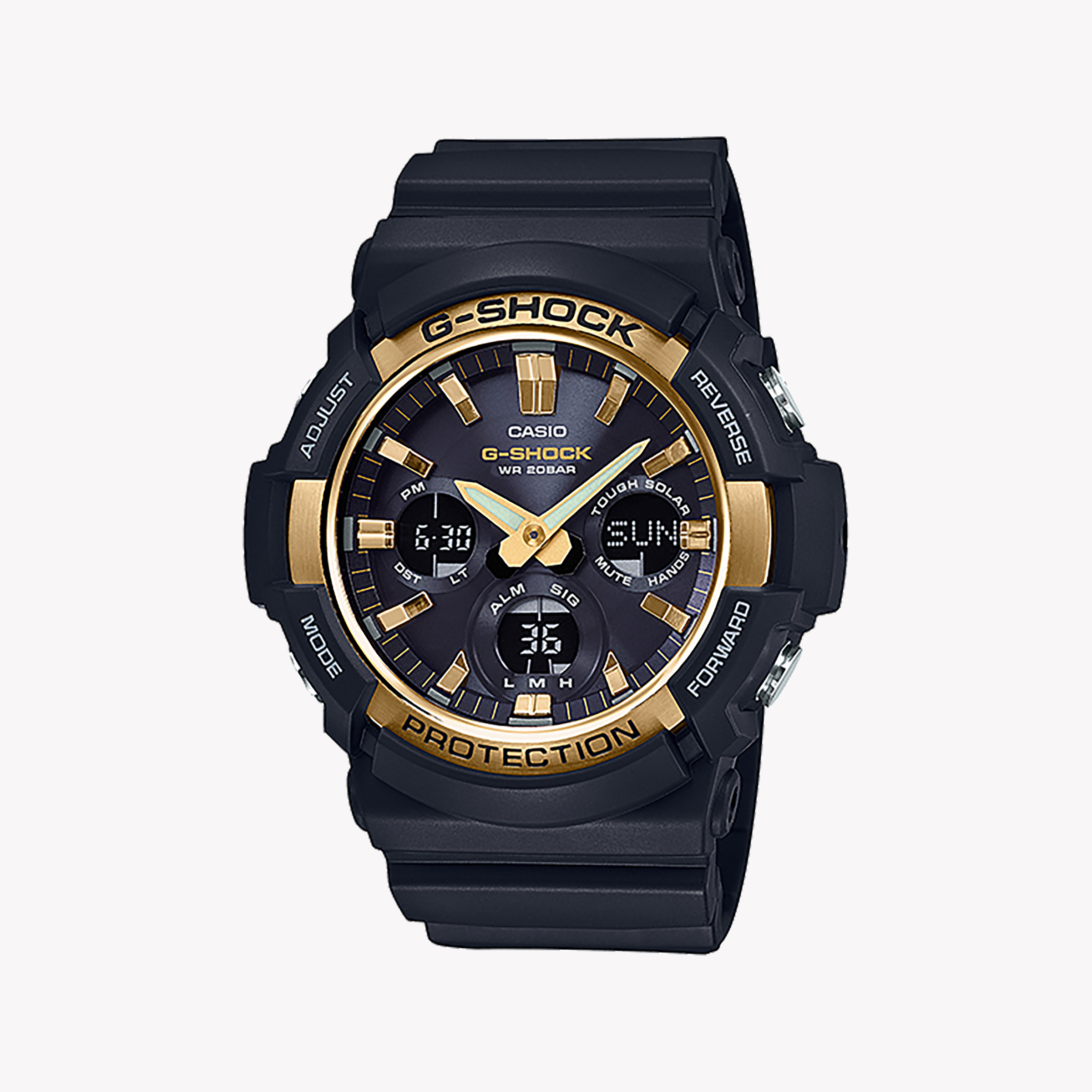 Men's Digital Watches with Personalized Engraving-CASIO G-SHOCK GAS-100G-1ADR - RUGGED ELEGANCE FOR ADVENTUROUS MEN'S WATCH with sleek black design and versatile functions.