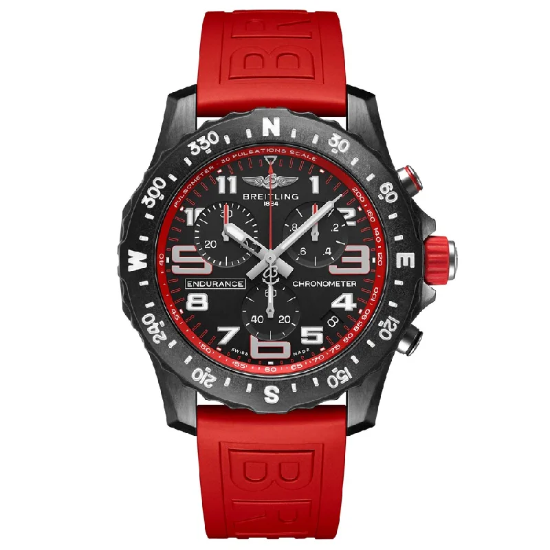 Women's Chronograph Watches for Adventure Seekers-Breitling Endurance Pro 44mm Black Dial Breitlight Quartz Gents Watch X82310D91B1S1