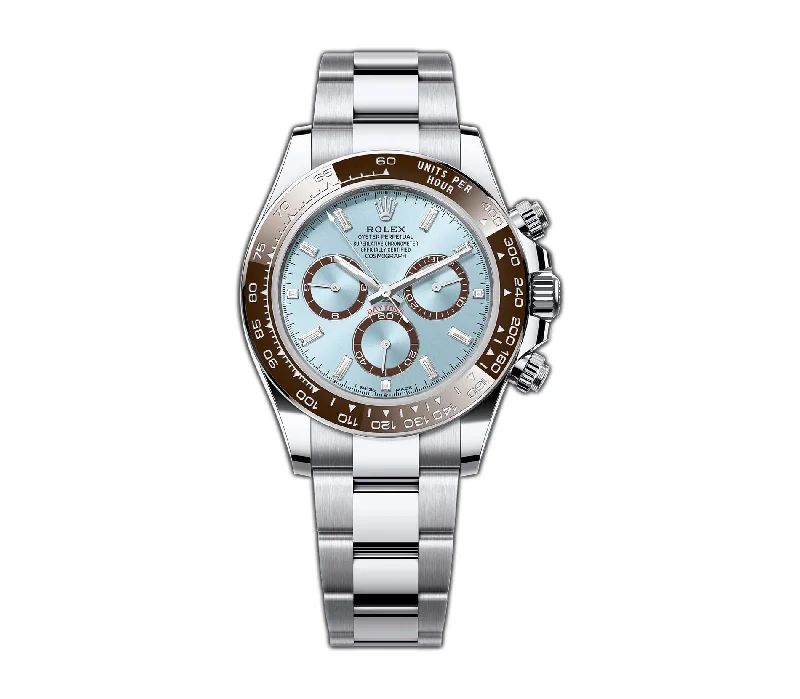 How to authenticate a pre-owned Rolex Submariner men's watch -40mm Platinum Brown Ceramic Bezel Ice Blue Diamond Dial