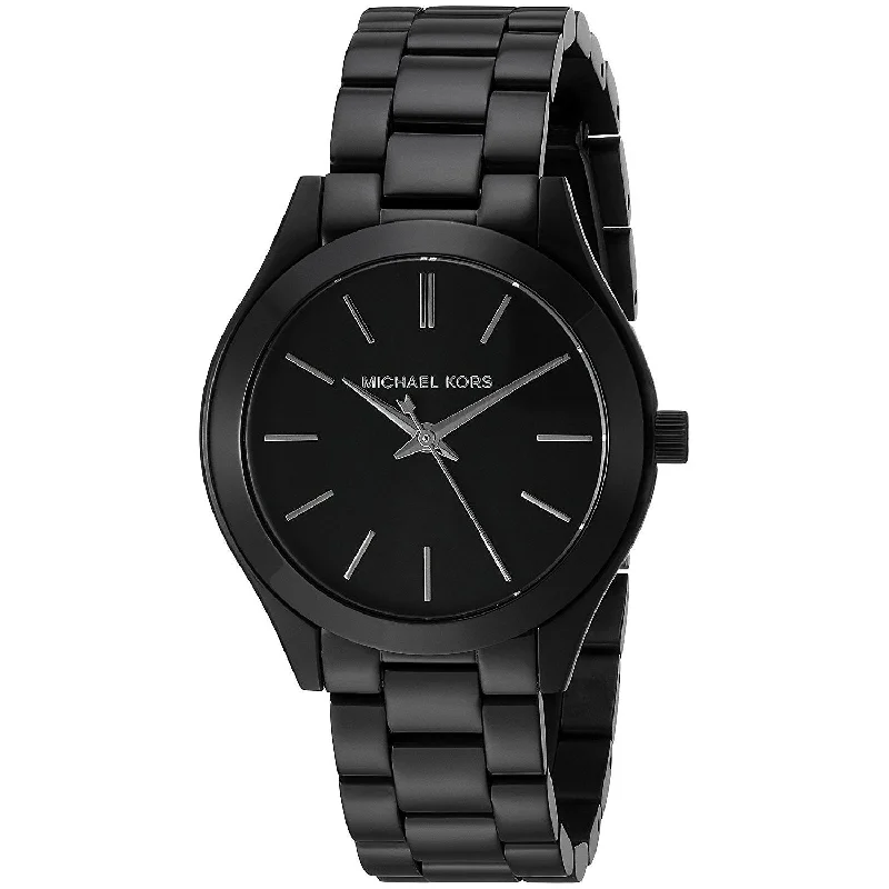 Women's Chronograph Watches with Barometer Calibration-Michael Kors Women's MK3587 Mini Slim Runway Black Stainless Steel Watch