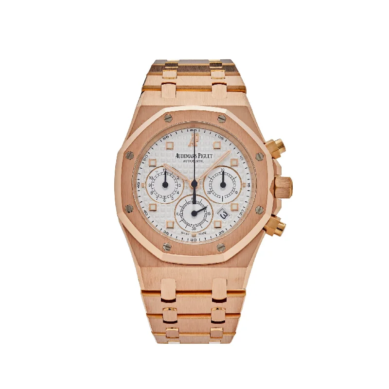 Men's Audemars Piguet Square Case Style Watches-Audemars Piguet Royal Oak 26022OR.OO.D088CR.01 Chronograph Rose Gold White Dial