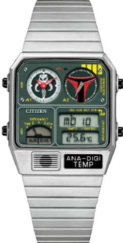 Women's Pilot Watches for Pilots-Citizen Retro Analog-Digital X Star Wars Record Label ANA-DIGI Temp JDM Limited Edition "Boba Fett" JG2110-51W