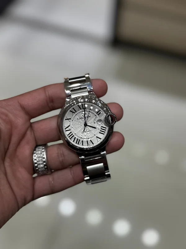 men's Rolex watches with unidirectional bezel -​Stainless Steel Cartier 42mm Ballon Bleu De Automatic Watch| W69012Z4