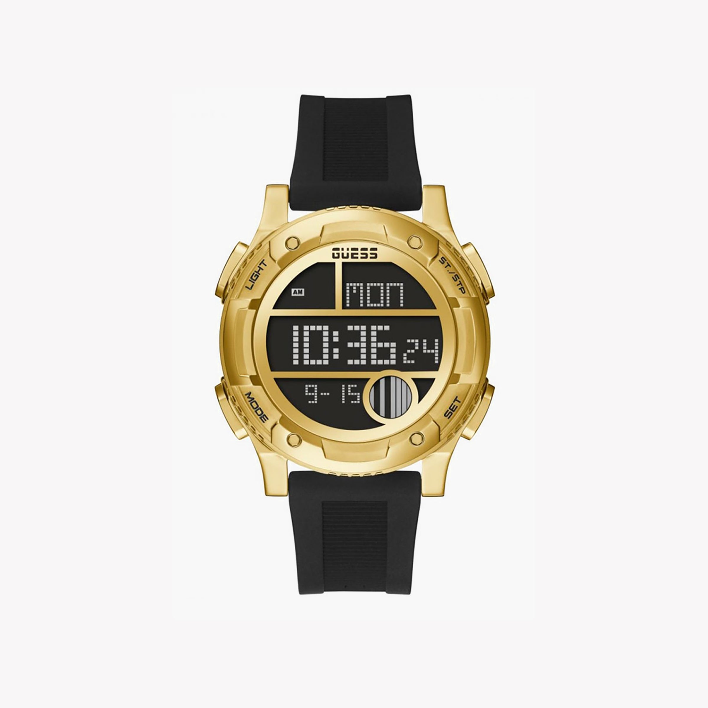 Men's Digital Watches for Navigation Instruments-Bold Innovation Men's Gold Watch, Black Silicone Band | GW0272G2