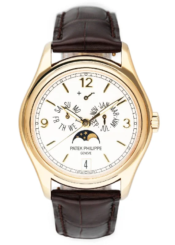 Men's Patek Philippe Watches for Workouts-Patek Philippe Annual Calendar 5146J Cream Dial Mens Watch With Box Papers