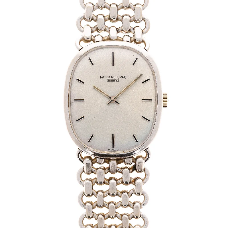 Men's Patek Philippe Watches for Weather Monitoring-Patek Philippe White Gold Ellipse Ref. 3648 with JPE Chain Bracelet