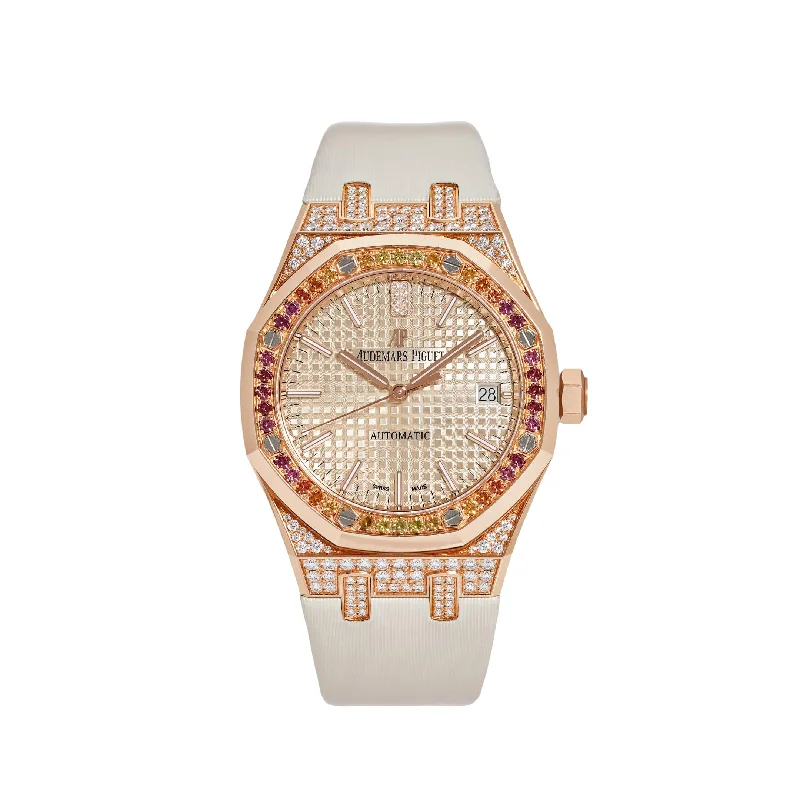 Men's Audemars Piguet Italian Made Style Watches-Audemars Piguet Royal Oak 15452OR.ZY.D038VE.01 Rose Gold and Diamonds (2021)