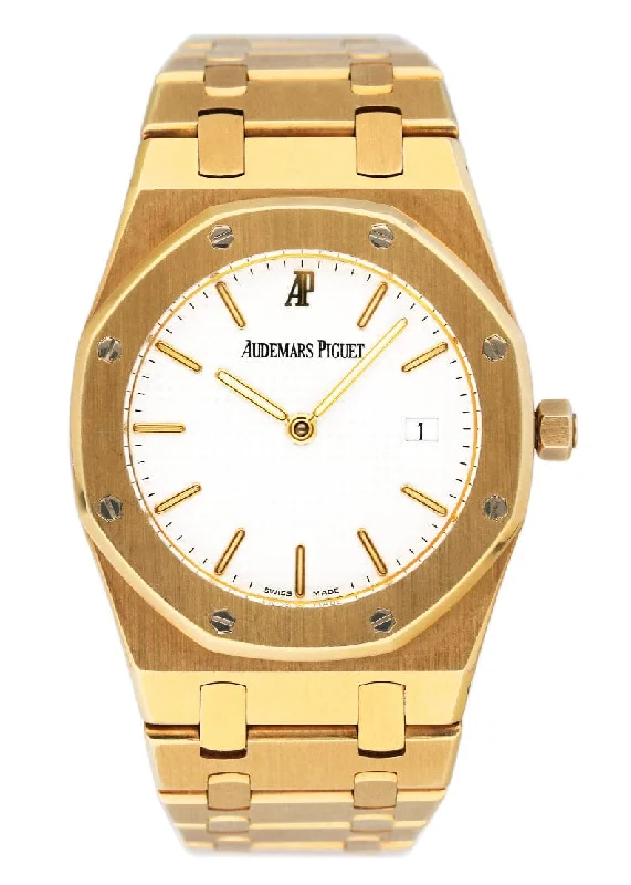 Men's Audemars Piguet Eco-Drive Style Watches-Audemars Piguet Royal Oak 56175BA White Dial 18K Yellow Gold Ladies Watch With Archives