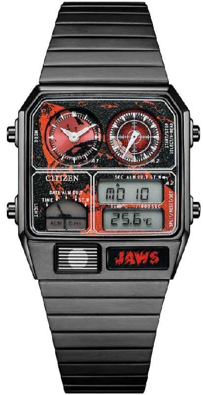 Women's Pilot Watches with Vintage Inspiration-Citizen Retro Analog-Digital X Universal RECORD LABEL ANA-DIGI TEMP "JAWS" Limited Edition JG2138-60Z