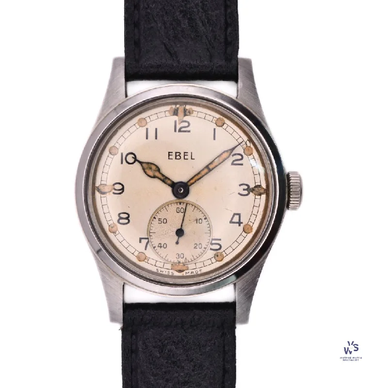 Men's Military Watches with Sunrise/Sunset Times-Ebel - ATP - Sub-Seconds - British Military - WW2 - Wristwatch