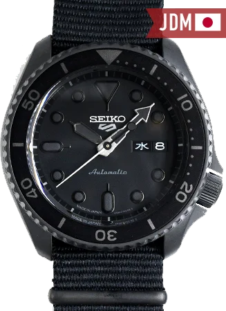 Men's Seiko Romantic Dinner Watches-Seiko 5 Sports “Street Style” Blackout Ref. SBSA025